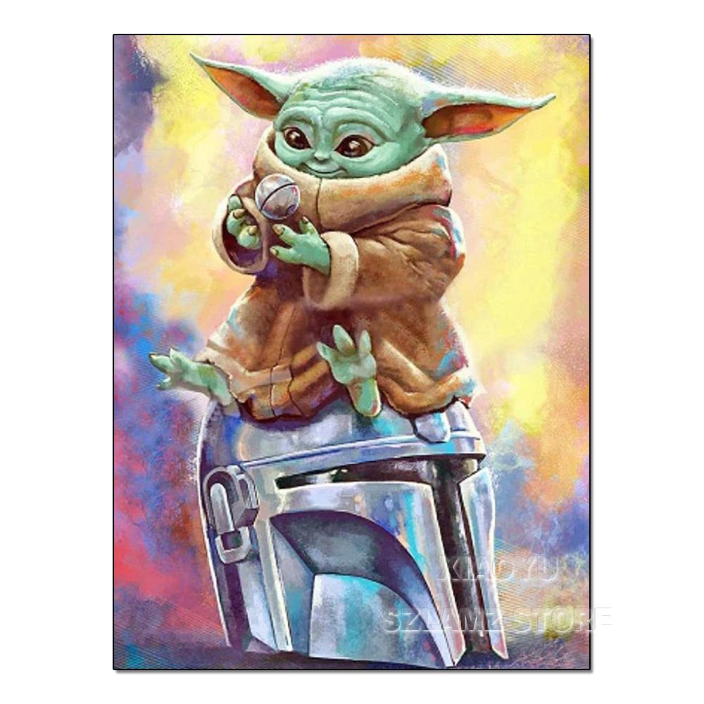 Diamond Painting Yoda Rhinestone Picture Cartoon Full Round Drill Mosaic Embroidery Mandalorian Home Decor Gift