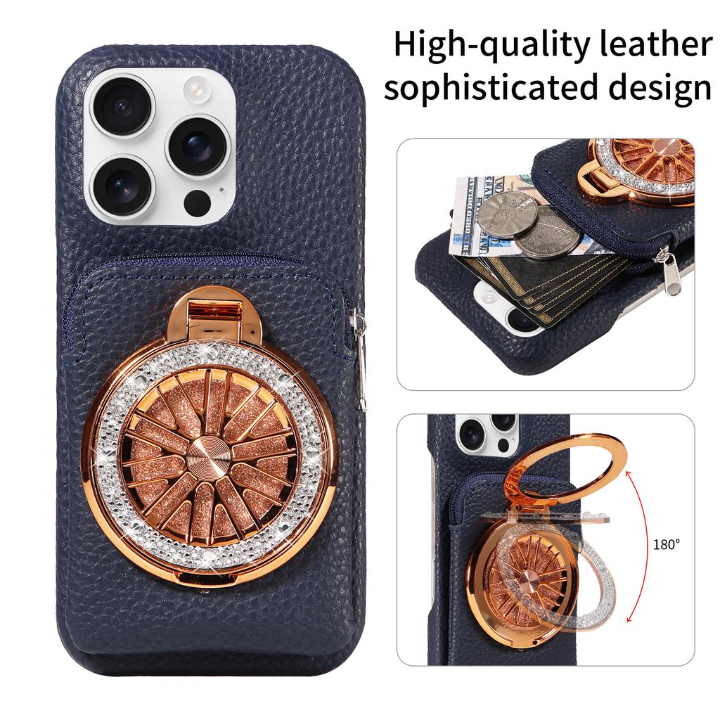 High Quality Faux Leather Wallet Phone Case for IPhone16 15 14 13 12 11 7 8 Series with Card Case and Decompression Swivel Stand