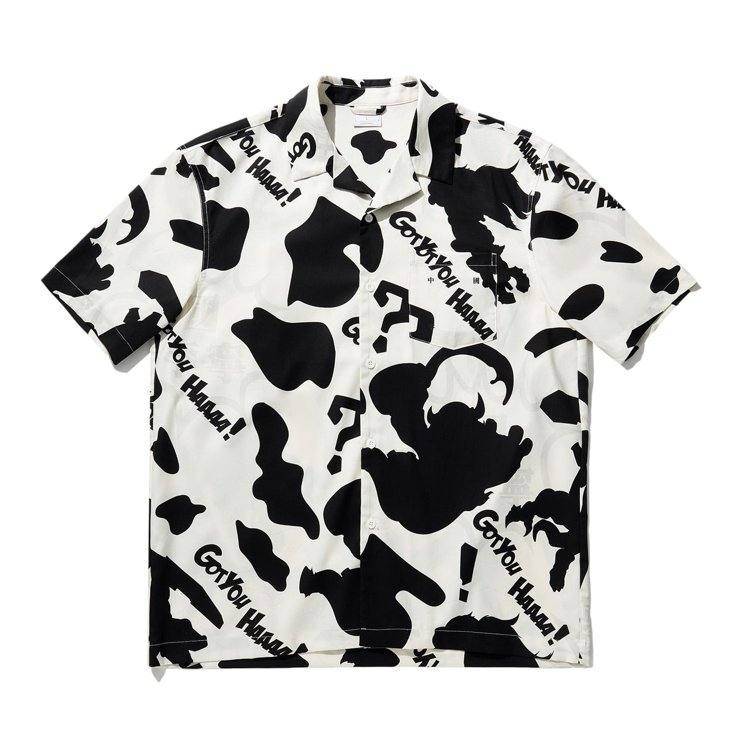 

Li Ning X League Of Legends Серия «День смеха» Принт по всей поверхности Буквы Рубашка с коротким рукавом на одной пуговице Унисекс рубашки ASHU487-1 M