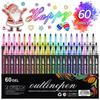 Dreamy 60-Color Double-Line Metallic & Glitter Contour Marker Set
