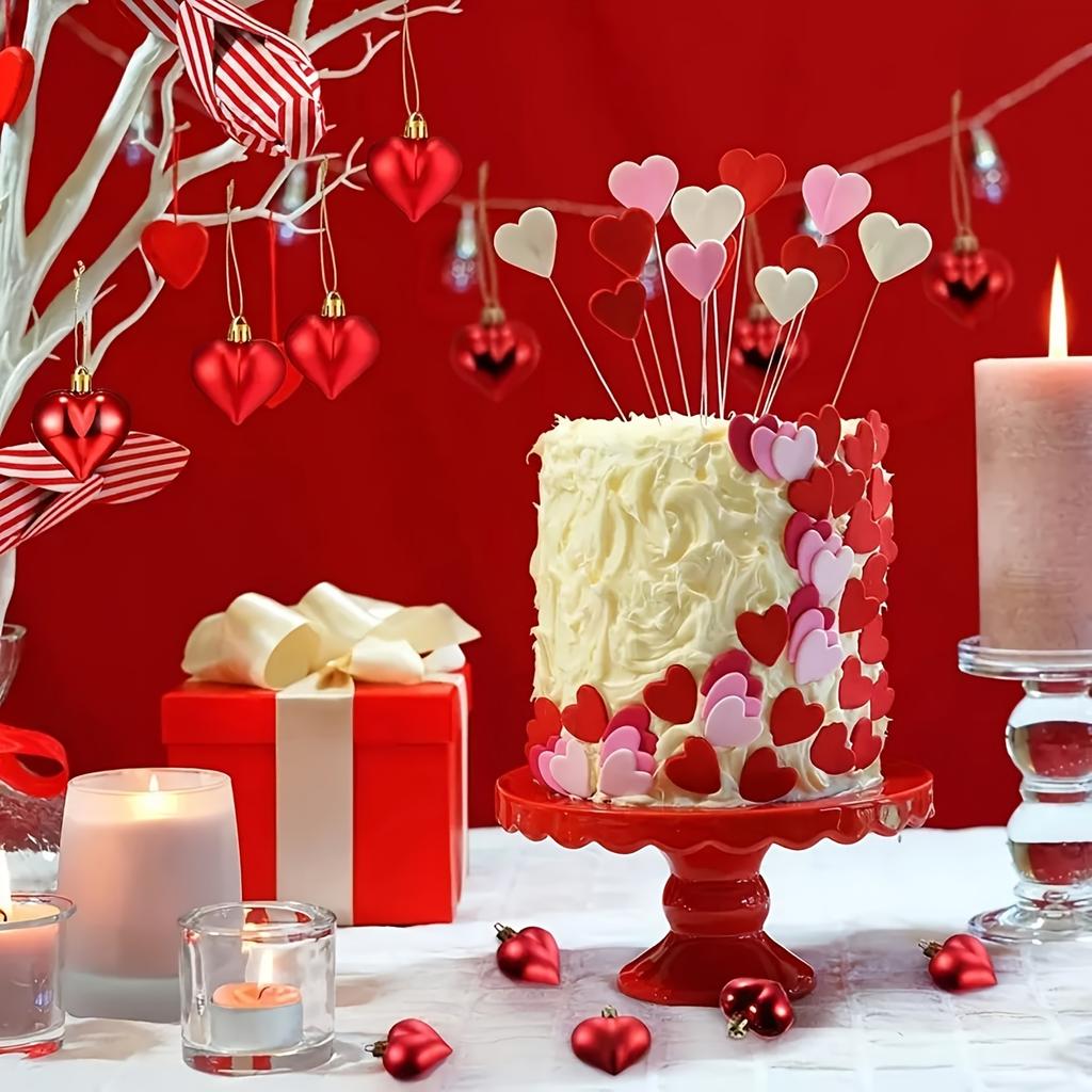 12pcs Valentine's Day Heart Ornaments - 1.77" Electroplated Love Charms for Wedding, Anniversary, Engagement & Family Gatherings