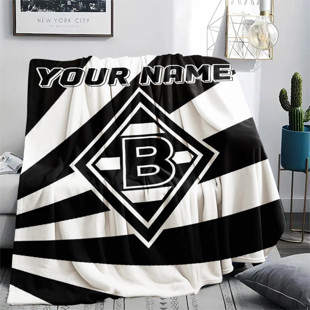 1PC Custom Name Vfl Gladbach Patterned Flannel Blanket Suitable For All Seasons for Home Decor Warmth and Comfort Gifts Holiday Present
