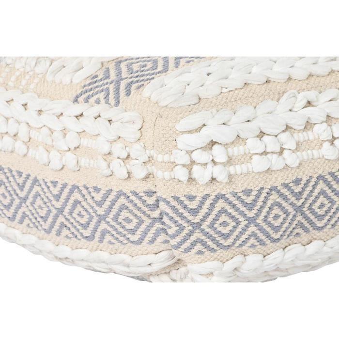 Coussin De Sol - Boho - 60 X 60 X 25 Cm - Polyester - Coton - Gris Et Blanc
