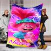 Personalized Custom Name Blanket - Trolls Print Design,Blanket for Sofa,Bed,Travel,Camping - Soft and Warm, Great Gift