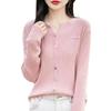 Spring New V-neck Knitted Cardigan, Solid-color Buttonhole Striped Loose and Versatile Top