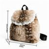 Deer Spot Fluffy Shoulder Bag Soft Plush Backpack Casual Drawstring School Bag  Autumn Winter