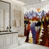 Autumn Mountain Lake Bath Curtain - Colorful Forest & Snowy Peaks, Waterproof Home Decor Adds Scenic Beauty To Your Bathroom