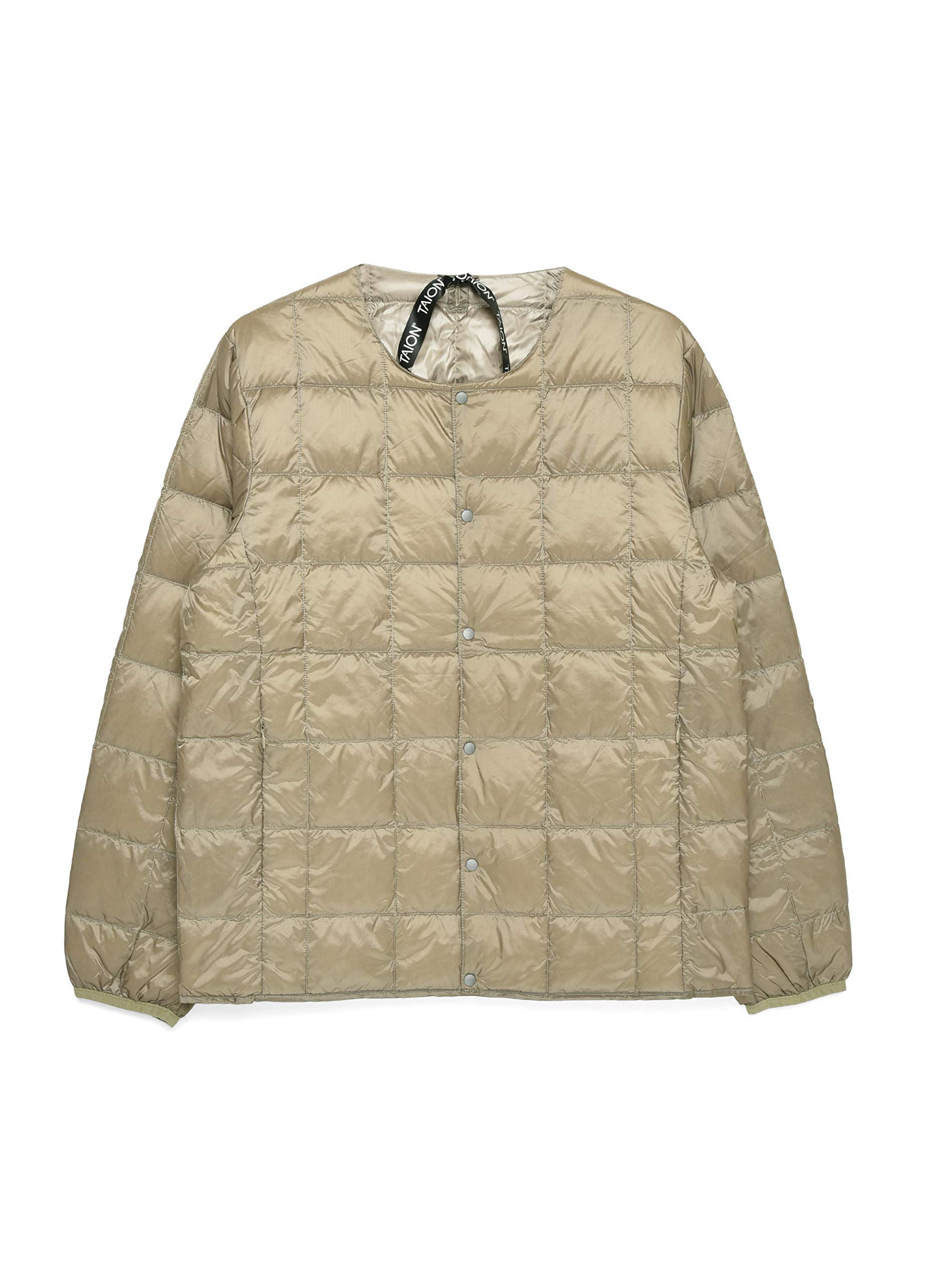 

TAION Мужская пуховая куртка с круглым вырезом на пуговицах, хаки, TAION-104
