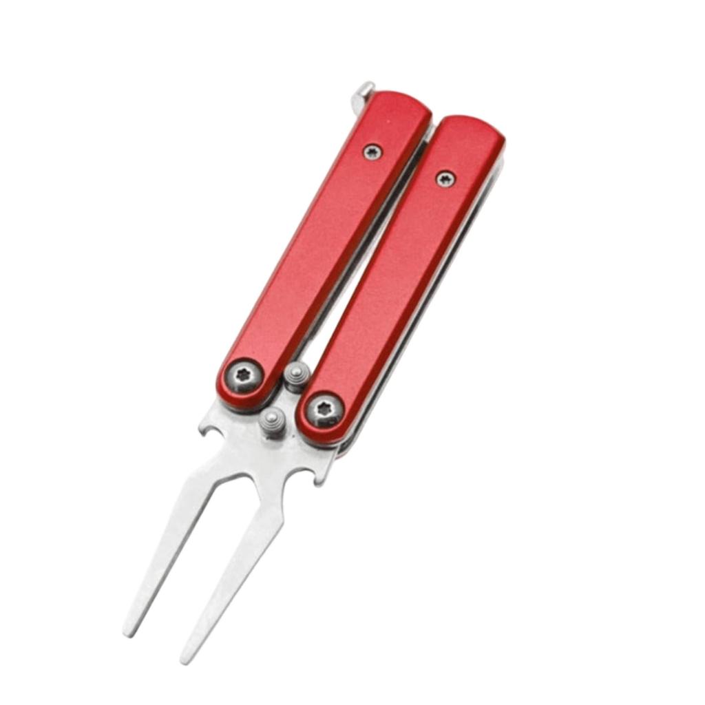 Golf Alloy Forks - Golf Divot Tool, Metal Foldable Butterfly Divot Tool With Bottle Opener, 3--1 Golf Multi-Tool, Ball , Portable Golf Accessorie
