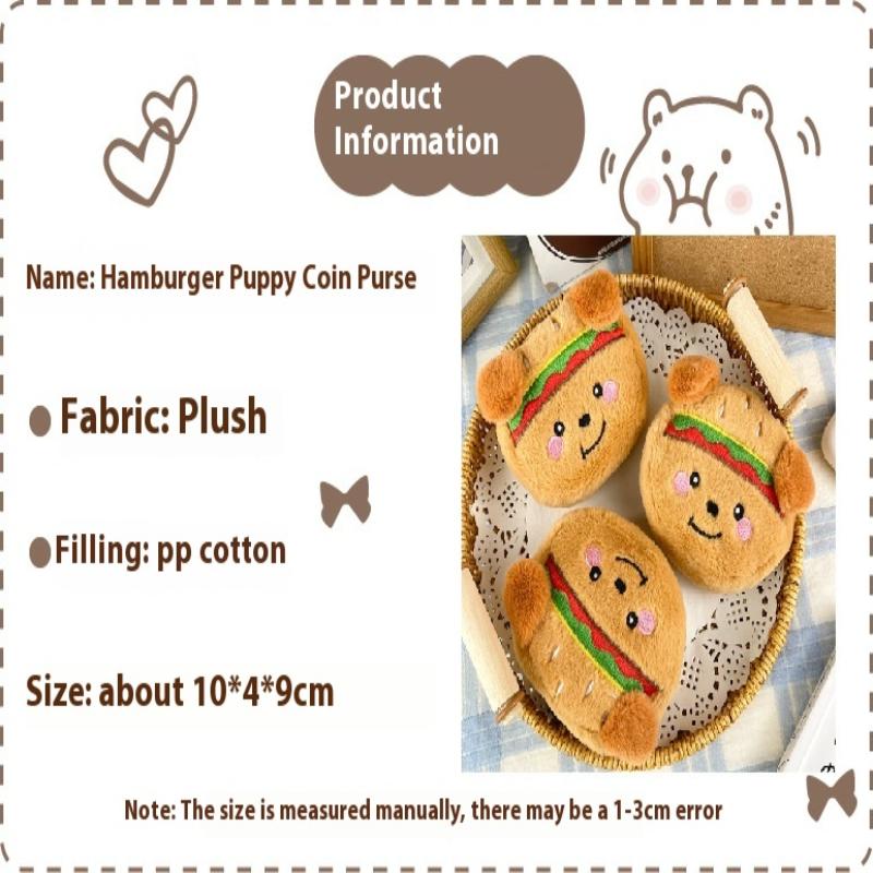 

1 шт. Плюшевый бургер собака кошелек для монет сумка для наушников женский кошелек на молнии кавайный кошелек для карт ключей денег сумки подарок 1pcs