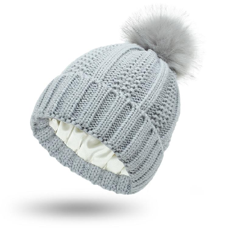 Fashion Solid Color Knitted Hat Pompom Thick Casual Simple Fall Winter All-match