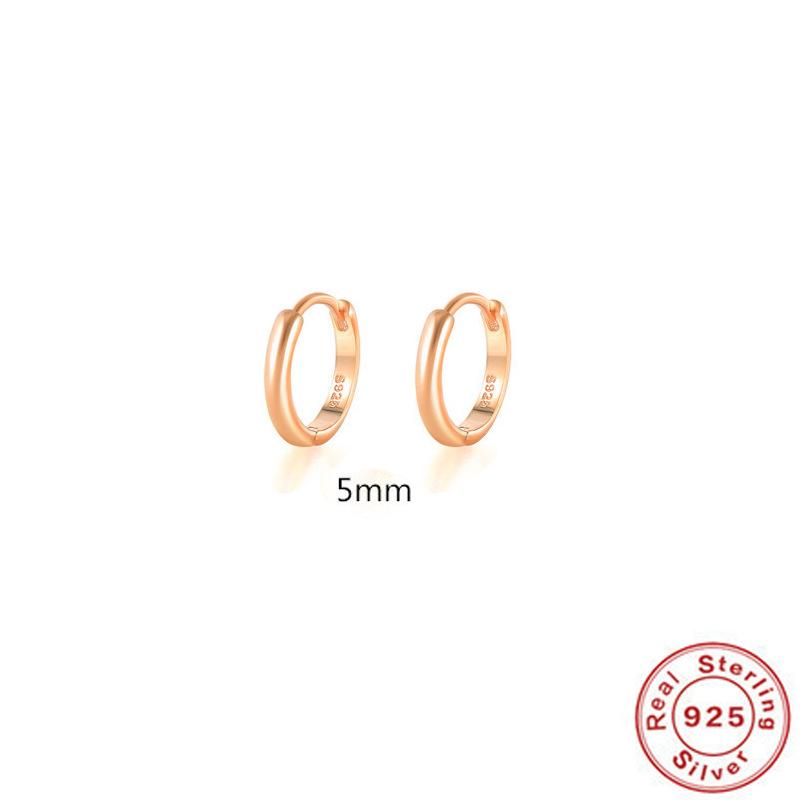 Cercei Clasici Minimaliști din Argint Sterling 925 Lucios Cercei Cercei Catarame de Urechi Cercei Inel Simplu Versatil Aur 18K