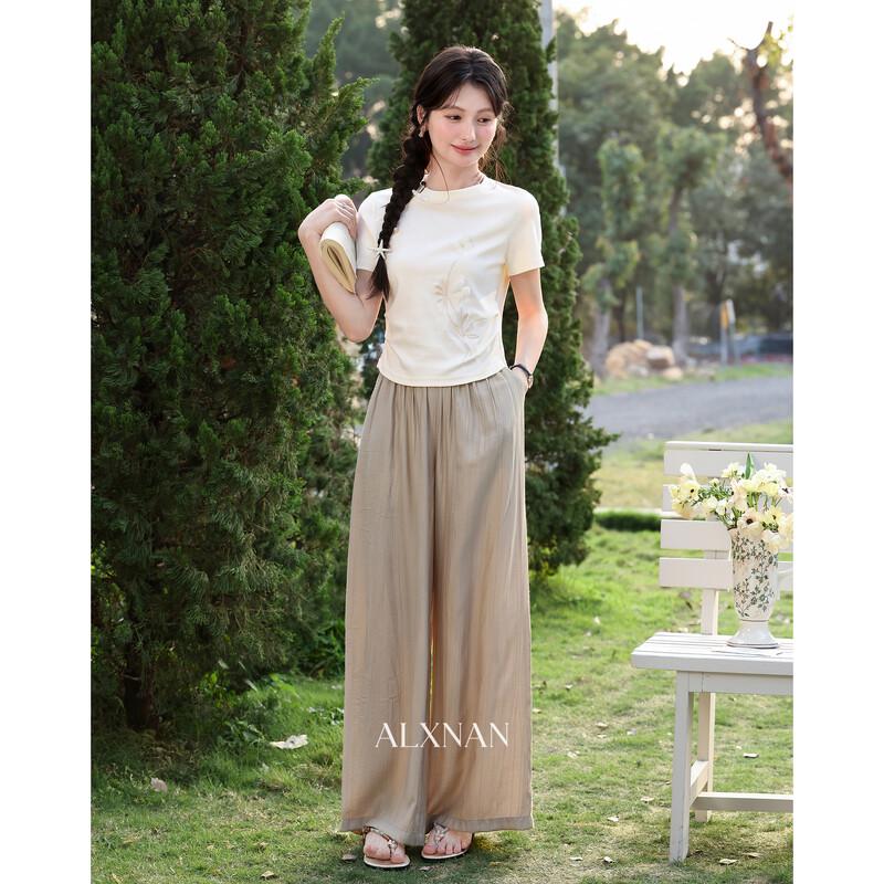 Luxiangnan New Chinese Style Embroidered Round Neck T-Shirt