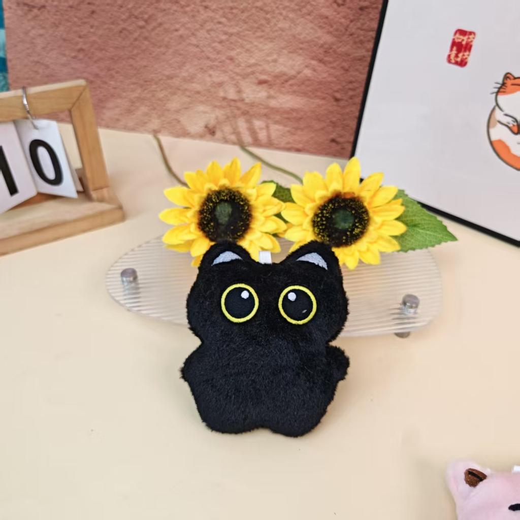 Czarny Kot Lalka Breloczek Wisiorek Urocza Kreskówkowa Lalka Dekoracja do Zawieszenia na Plecak Pluszowy Wisiorek Prezent