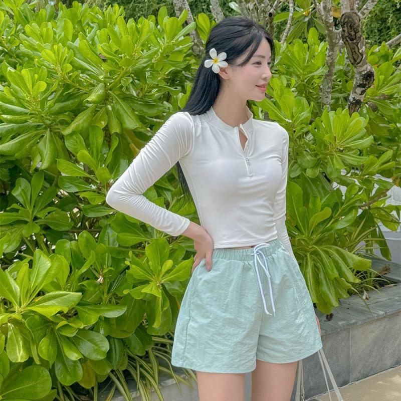 

Swimsuit Women s 1111 Split Long Sleeve Sunscreen Conservative Belly Cover Skinny ins Resort Hot Spring Surf Suit M