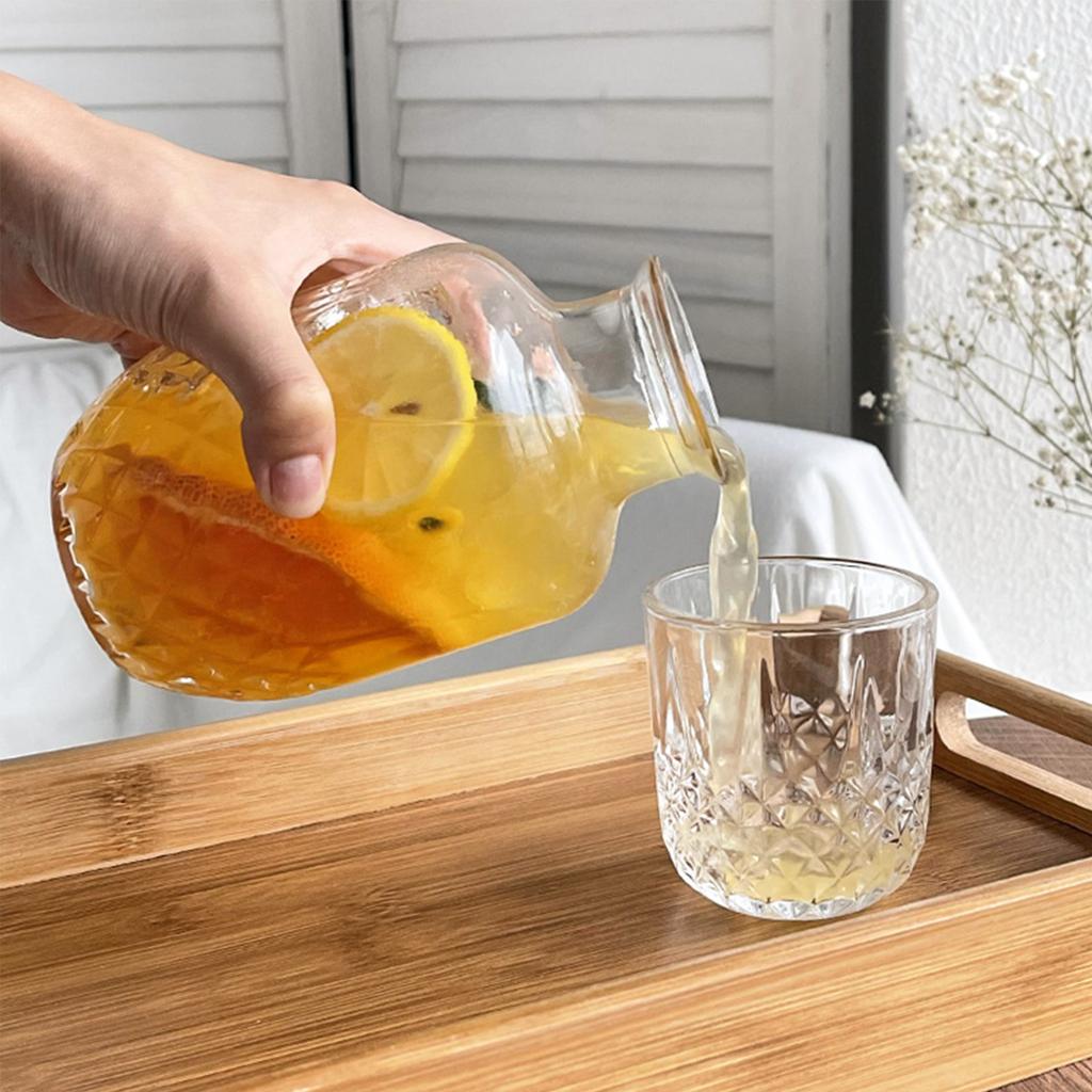 Retro Thick Glass Water Cold Kettle Juice Glass Coffee Cup Water Glass Set Bedside Night Carafe Drinkware for Midnight Drink