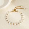 Elegant Baroque Faux Pearl Stainless Steel Layered Bracelet Earrings Set