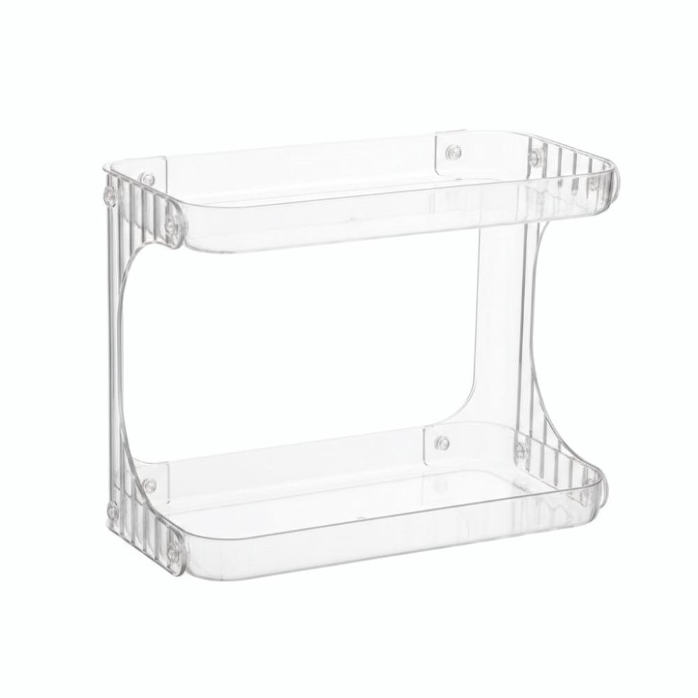 Double Layer Desktop Storage Shelf Transparent Kitchen Storage Box Desktop Placement