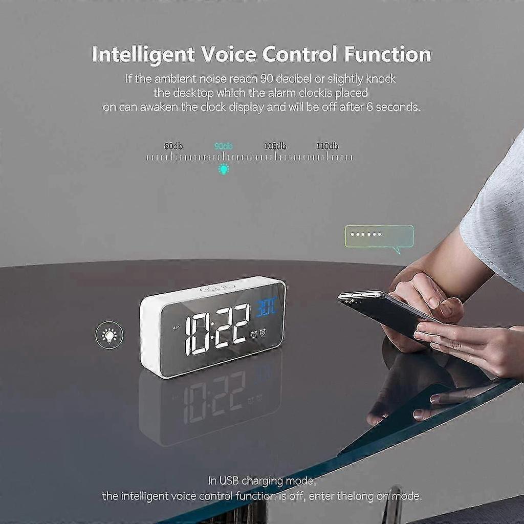 Sveglia Digitale HOMVILLA con Ampio Display LED della Temperatura, Sveglia Specchio Portatile con Doppio Allarme Orario di Sonno Dimmer a 4 Livelli Regolabile