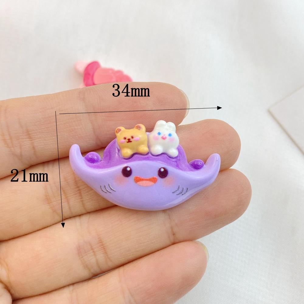 7Pcs New Cute Mini Cartoon Whale, Octopus, Turtle, Seahorse Series Flat Back Ornament Jewelry Bows Accessories