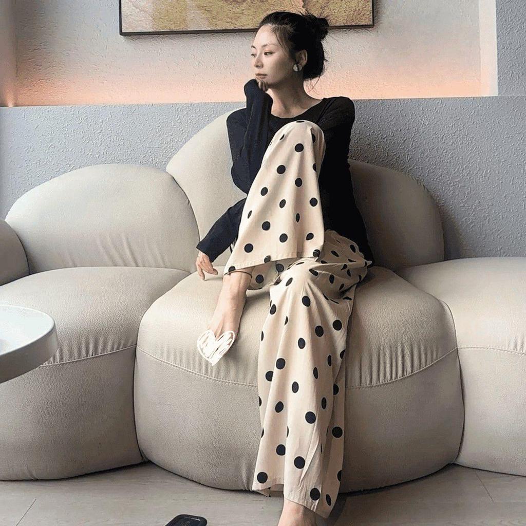 Three Sizes Women's Cotton Silk Wide-Leg Rayon Pants - Spring/Summer Breathable, Plus Size Casual Home Sleepwear