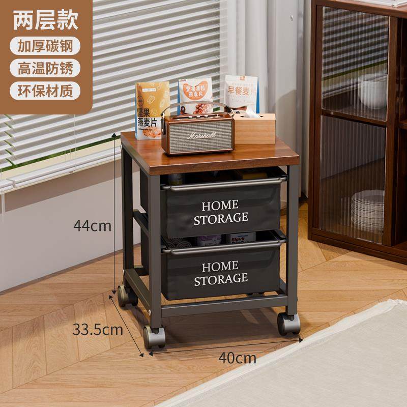 

Vintage Iron Storage Cart with Canvas Baskets , Quiet Wheels for Kitchen Bathroom Office, Industrial Style Mobile Shelf for Home