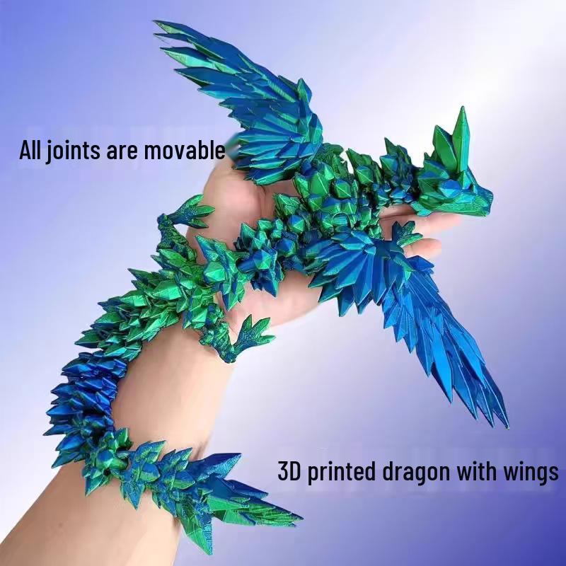 3D Printed Luminous Dragon Egg & Movable Crystal Dragon Toy Set for Kids