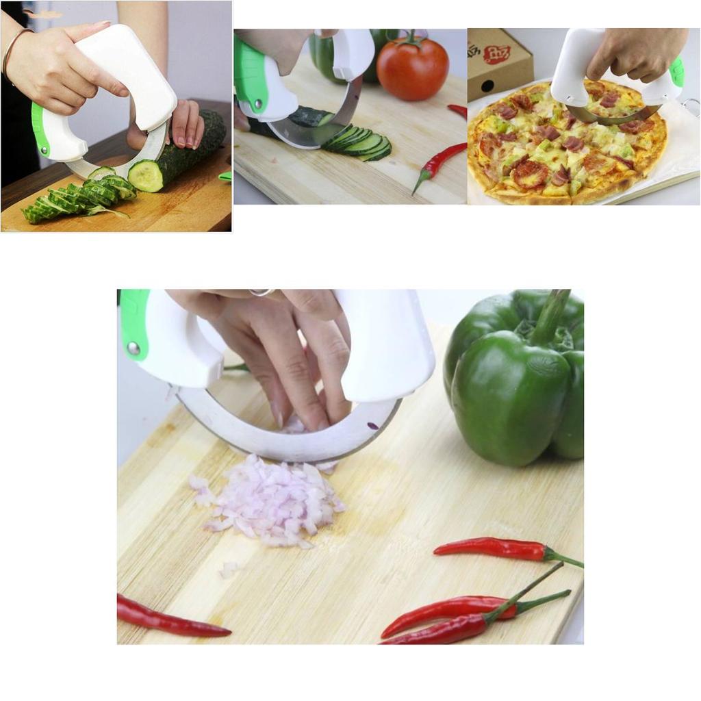 Multifunctional Circular Kitchen Knife With Stainless Steel Blade For Cutting Vegetables Pizza Cake