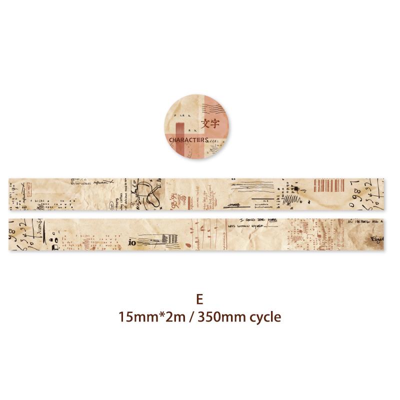 Journamm 15mm*2m Vintage Washi Paper Tapes DIY Scrapbooking Decor Photo Album Collage Stationery Materials Marking Adhesive Tape