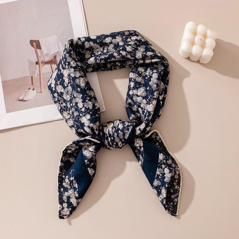 2026 Silk Wool Scarf Double-sided Floral Print Neck Warmer Fashion Shawl