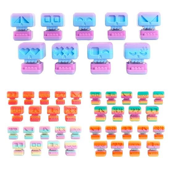 9 Pcs Skull Fidget Clicker Toy 3D-Printed Skull Stress Relief Toy Gradient Color Keyboard Clicker Fidget Button for Office Workers Anxiety Relief