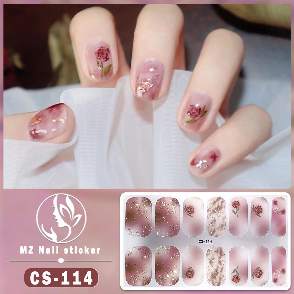 CS Waterproof No-Cure Gel Nail Wraps, Full Cover Contrast Color Tiger Head Pattern Nail Stickers, Nail Patch Films