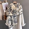 Women Soft Winter Cashmere Scarf Fashion Peony Flower Print Warm Shawl And Wrap Bandana Pashmina Female Scarves