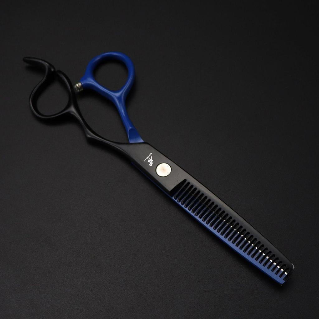 6.0-Inch Black Blue Hairdressing Scissors: Straight & Thinning Shears for Bangs