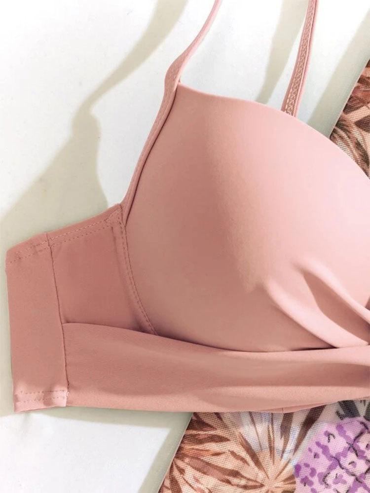 2024 Stylish Three-Piece Swimsuit with Mesh Kimono Cover-Up - European & American Split Bikini