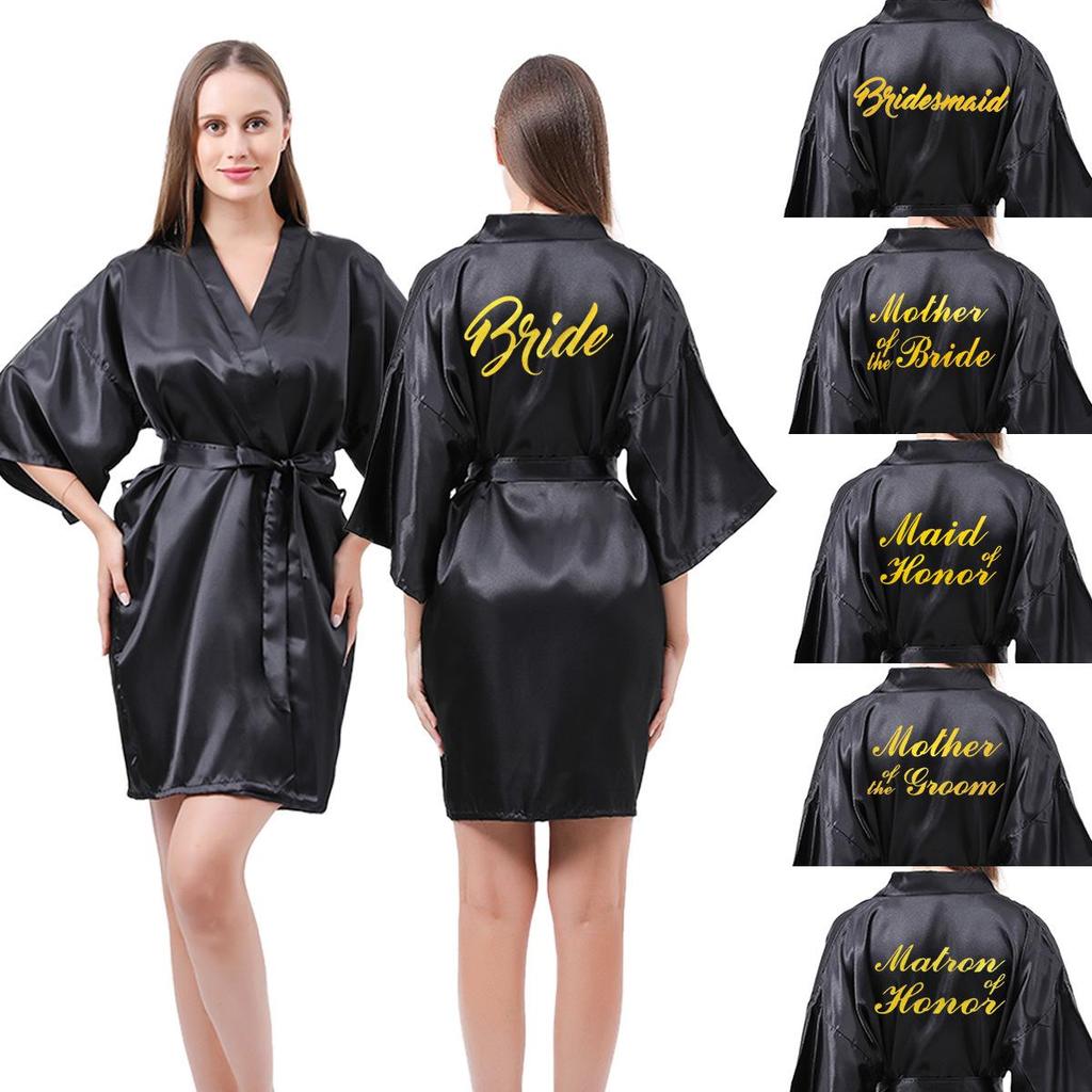 Classic Style Silk Bridesmaid & Bride Morning Robe with Hot Stamped Lettering