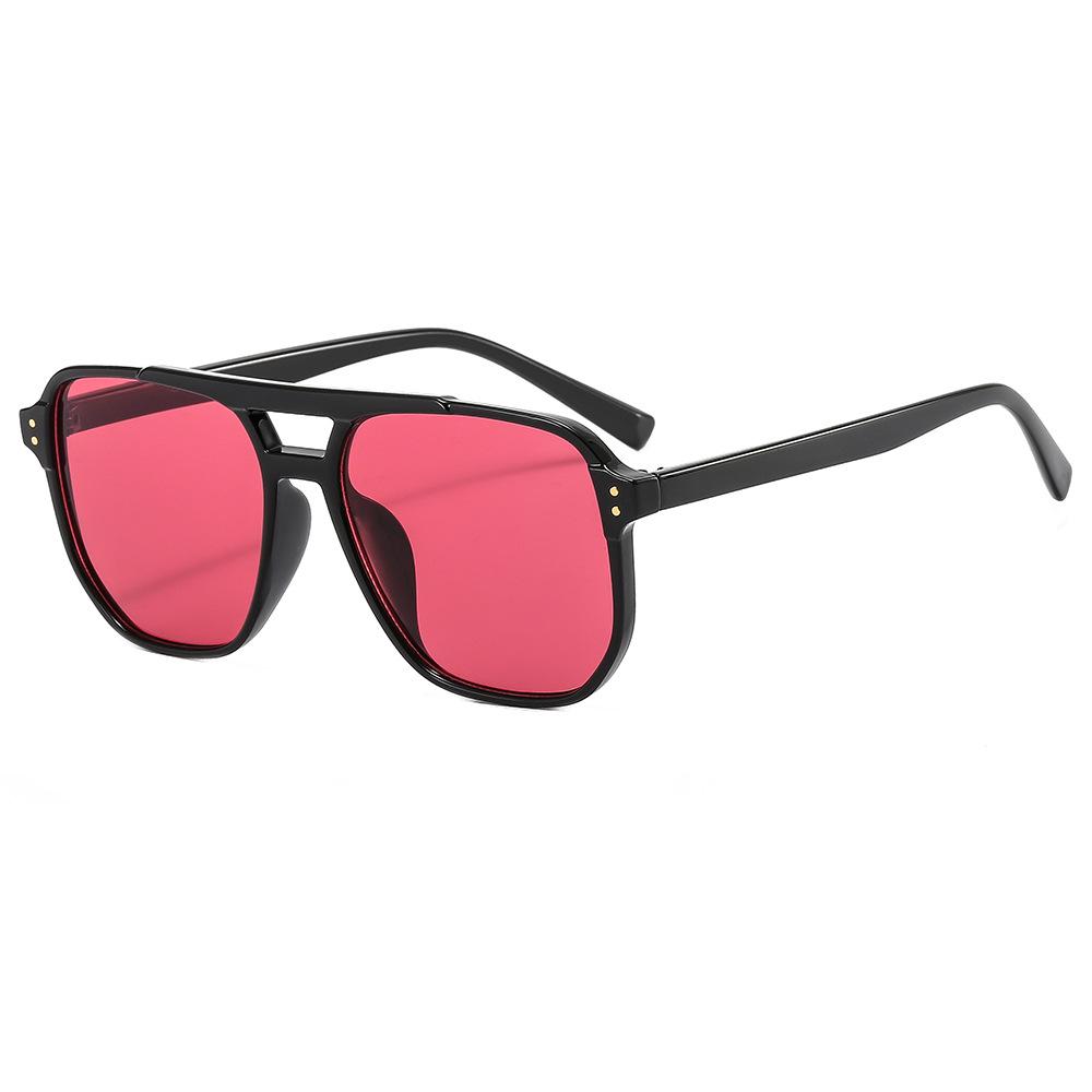 Trendy Retro Double Beam Sunglasses for Women - Large Frame, Ocean Lens, European & American Style