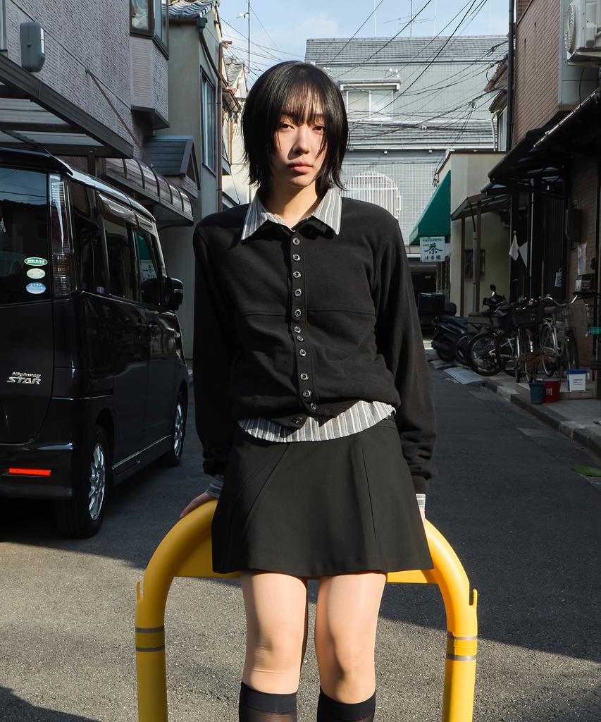 Daibeuinumeon Flare Short Skirt (Black)
