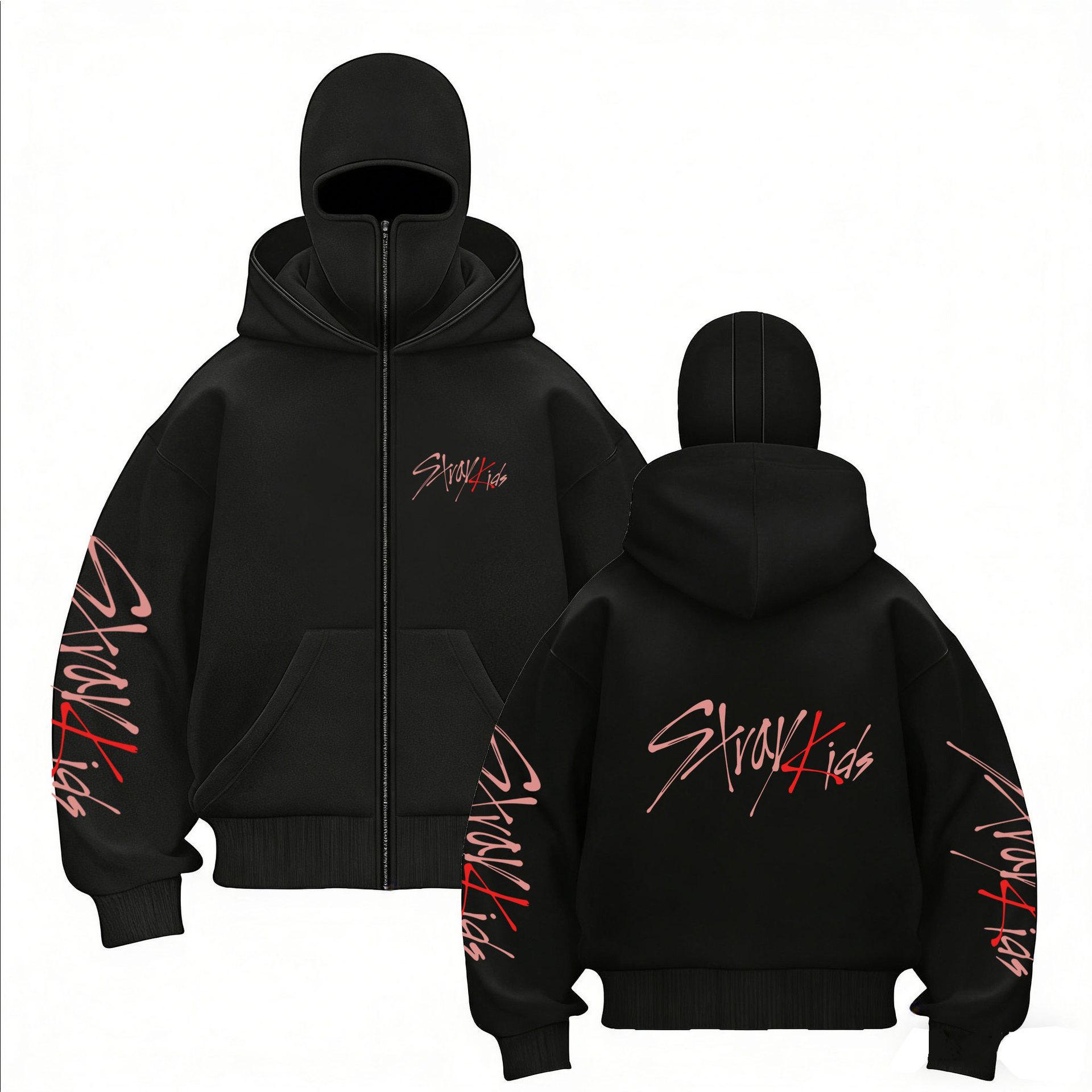 

Світшот на блискавці з принтом-комбінацією StrayKids, Новий, З подвійним капюшоном, Пуловер на блискавці, Чоловіча та жіноча куртка-світшот S