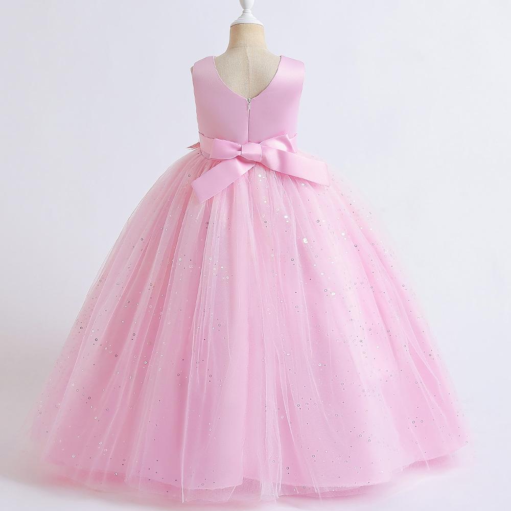 Długa suknia ślubna dla dzieci, sukienka księżniczki, kostium sceniczny, sukienka urodzinowa dla dziewczynki