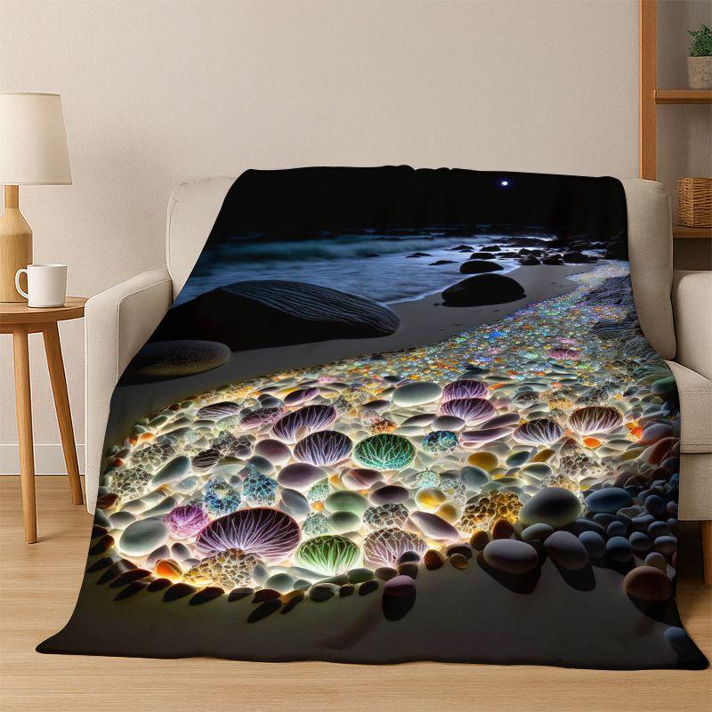 Colorful Pebble Rainbow Cobblestone Stone Flannel Blanket Soft Warm Blanket Throw Blanket for Bedroom Living Room Bed Picnic