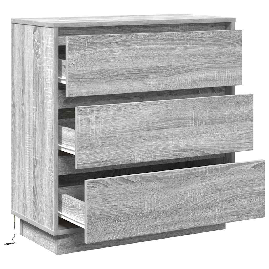 Nightstand with Drawers Gray 71 x 34.5 x 75 cm Engineered Wood