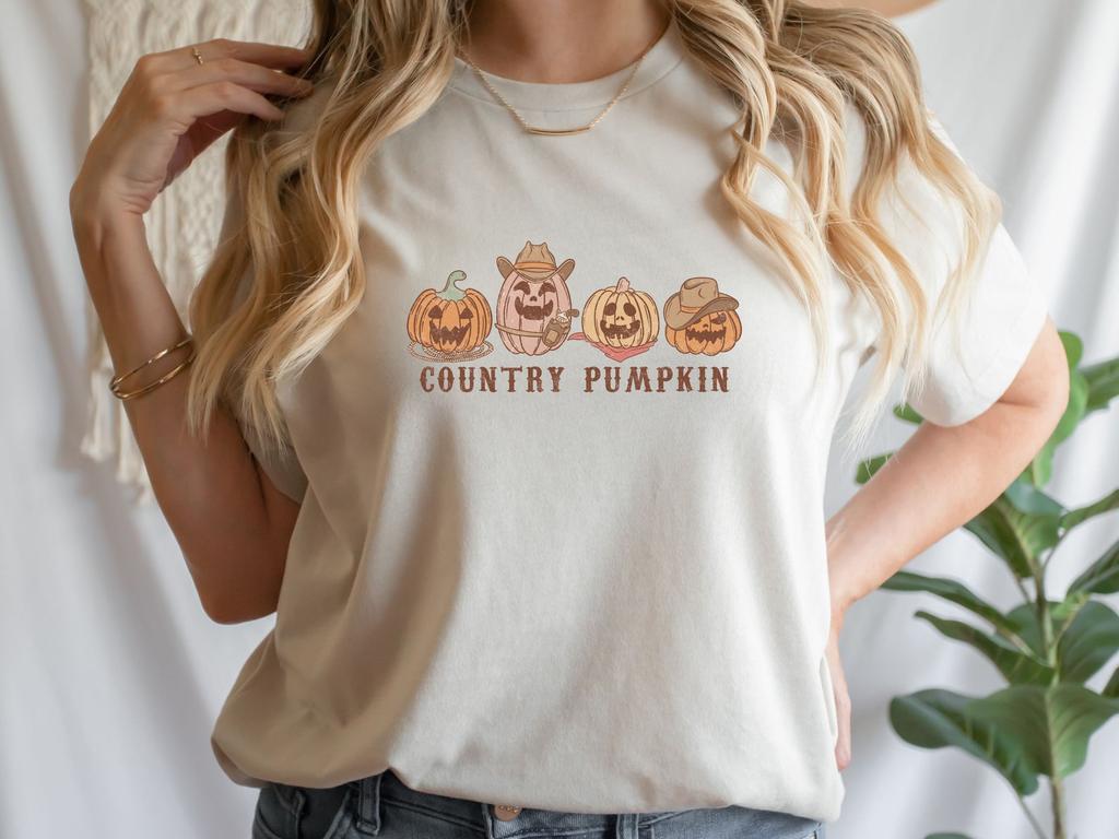 Country Pumpkins Halloween T-Shirt, Western Fall Tee