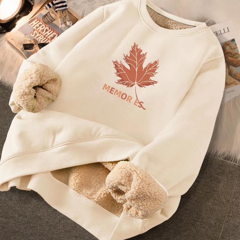 Sweat à capuche tendance pour homme en velours épaissi à doublure en laine d'agneau - Pull d'hiver à col rond, coupe ample, grande taille, haut chaud pour étudiants.