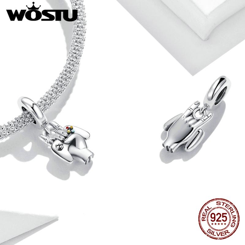 WOSTU Gesto de amor y consola de juegos cuenta colgante de plata de ley 925 para mujer joyería fina