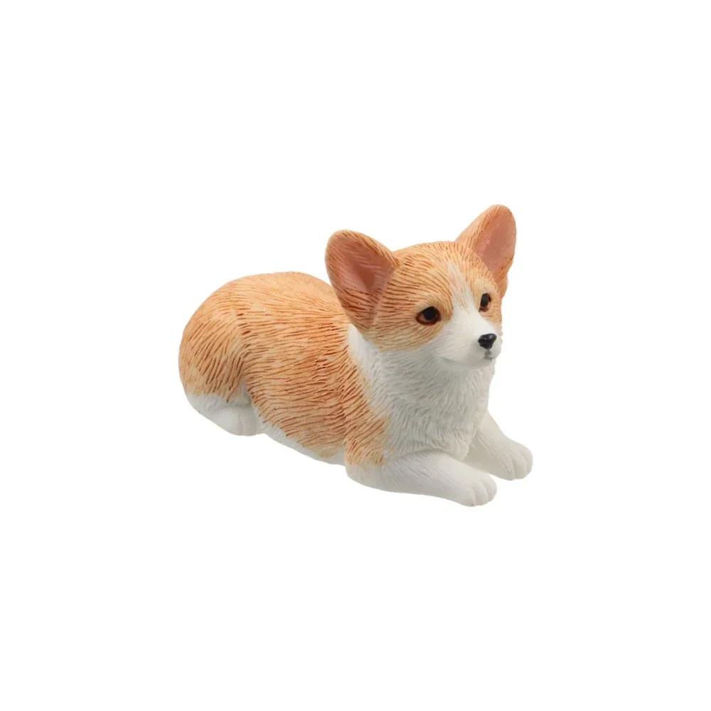 Figurines Mignonnes de Chiens de Simulation Miniatures Mini Animaux Corgi Modèle en Résine Ornement de Voiture pour Décoration de Maison Accessoires Cadeau pour Enfants