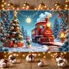 Festive Background Full Moon Merry Christmas Banner Holiday Banner Snowman Figure Xmas Tree Backdrop For Family Gathering