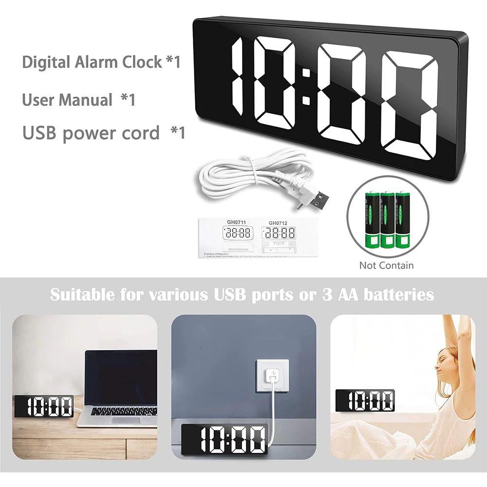 Plastic LED Electronic Alarm Clock Dual Alarm Desktop Clock  Office
