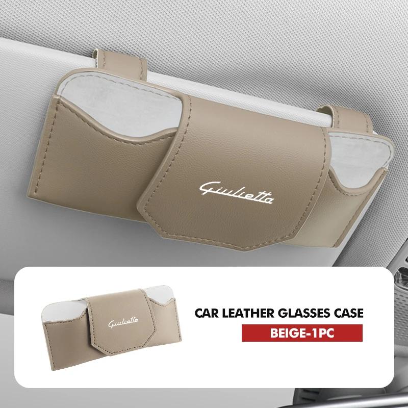 Para Alfa Romeo 2026 Pegatina Caliente Para Visera de Coche Alfa Romeo Gafas Cuero Resistente al Desgaste Gafas de Sol Caja Protectora Giulietta