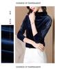 Stylish Versatile Velvet Lace High-Neck Long-Sleeve Shirt for Women